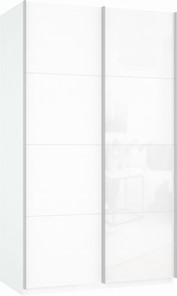 Шкаф-купе Прайм (ДСП/Белое стекло) 1400x570x2300, белый снег в Батайске - предосмотр