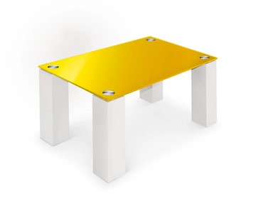 Журнальный стол Колизей-8, белый/желтое стекло в Шахтах