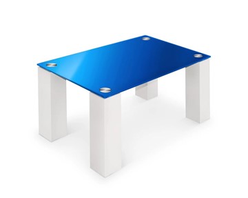 Журнальный стол Колизей-8, белый/синее стекло в Шахтах