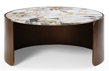 Круглый столик CT3095CL (D90) белая керамика /бронзовый в Шахтах
