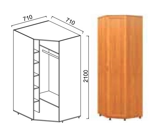 Угловой шкаф Александра-1, ПР-1, шимо светлый, МДФ с кожзамом в Шахтах - изображение