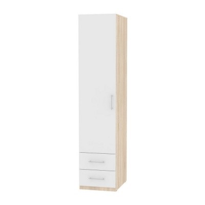 Распашной шкаф Риал (H20) 198х45х45 ручка рейлинг, Белый/ДСС в Шахтах - изображение