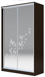 Шкаф 2-х дверный 2400х1682х620 два зеркала, "Бабочки" ХИТ 24-17-66-05 Венге Аруба в Шахтах