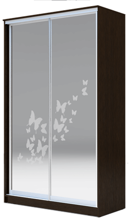 Шкаф-купе 2-х створчатый 2400х1200х620 два зеркала, "Бабочки" ХИТ 24-12-66-05 Венге Аруба в Шахтах - изображение