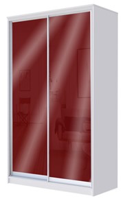 Шкаф 2-х дверный 2200х1200х420 с цветным стеклом ХИТ 22-4-12-22 Бургунд 312, Белый в Таганроге