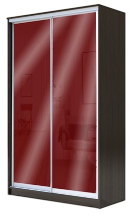 Шкаф 2-х дверный 2200х1200х620 с цветным стеклом ХИТ 22-12/2-22 Бургунд 312, Венге в Шахтах - изображение