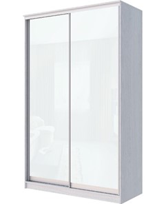 Шкаф 2-х дверный Хит-22-14-22 с цветным стеклом, белое №10, Ясень анкор светлый в Шахтах
