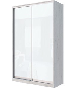 Шкаф 2-х створчатый Хит-22-17-22 с цветным стеклом, белое №10, Дуб крафт белый в Шахтах