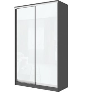 Шкаф 2-х дверный Хит-22-17-22 с цветным стеклом, белое №10, Графит в Шахтах