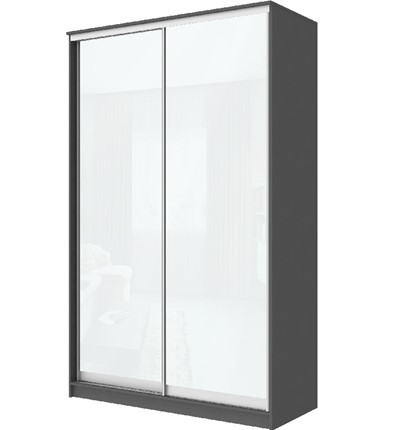 Шкаф 2-х дверный Хит-22-4-12/2-22 с цветным стеклом, белое №10, Графит в Шахтах - изображение