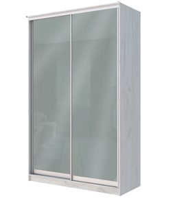 Шкаф 2-х дверный Хит-22-4-12/2-22 с цветным стеклом, средне-серый 074, Дуб крафт белый в Батайске