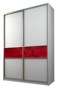 Шкаф 2-х дверный MAX МШ-23-6-18-99, Профиль Золото/Цвет Белый/Стекло с пленкой Oracal бургунди в Шахтах