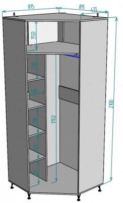 Угловой шкаф распашной Лофт H128, Белый в Шахтах - изображение 1
