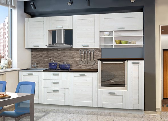 Модульный кухонный гарнитур Квадро 2700, цвет Белая лиственница в Шахтах - изображение