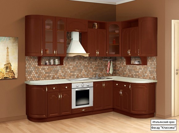 Модульная кухня Классика 2700х1500, цвет Итальянский орех в Шахтах - изображение