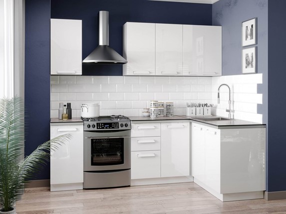 Гарнитур кухонный Герда 2400 №1 угловой(Белый/Белый глянец) в Шахтах - изображение