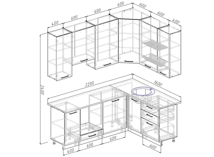 Модульная кухня Вегас-2200х1600 в Шахтах - изображение 2
