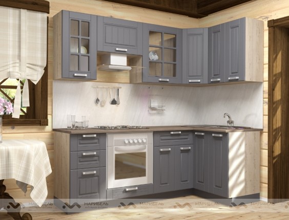 Угловая кухня Прованс 2200х1200, цвет Черный ясень/Дуб баррик в Шахтах - изображение
