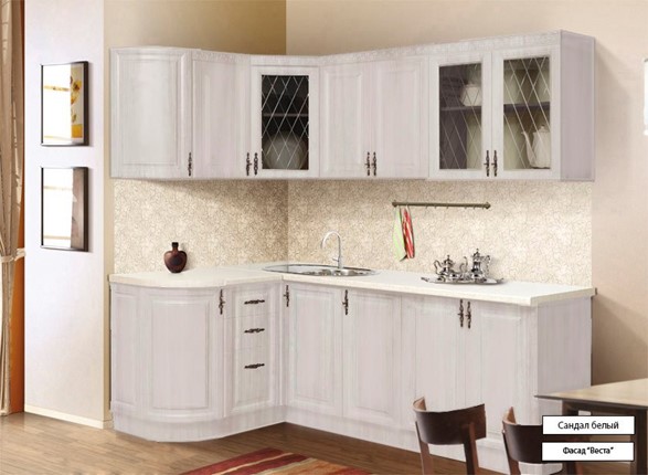 Угловая кухня Веста 1330х2200, цвет Сандал белый в Шахтах - изображение