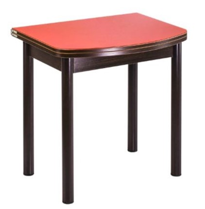Кухонный раскладной стол СПГ-01 СТ1, венге ЛДСП/стекло оранжевое/38 прямые трубки крашеные коричневый в Шахтах - изображение