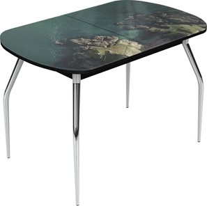 Обеденный раздвижной стол Ривьера исп.2 хром №5 (Exclusive h160/черный) в Шахтах