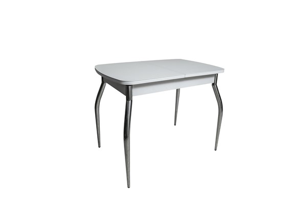 Кухонный стол раздвижной ПГ-01СТ белое/белое/хром фигурные в Шахтах - изображение