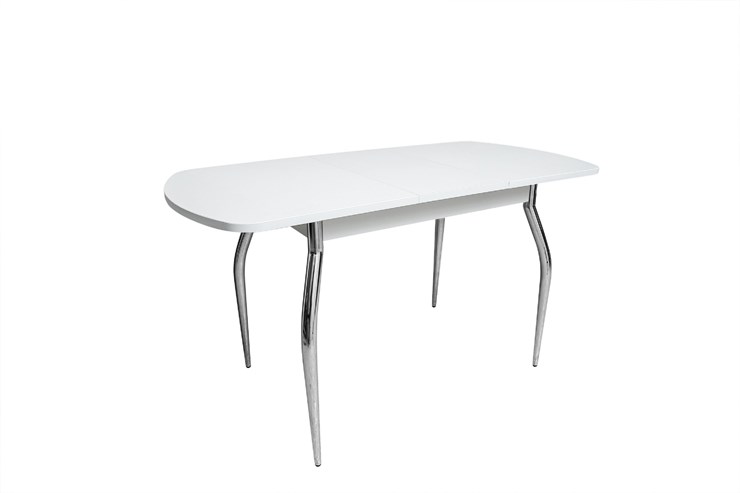 Кухонный стол раздвижной ПГ-02СТ белое/белое/крашенные фигурные в Шахтах - изображение 1