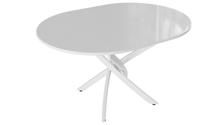 Кухонный раздвижной стол Diamond тип 3 (Белый муар/Белый глянец) в Таганроге - изображение 1