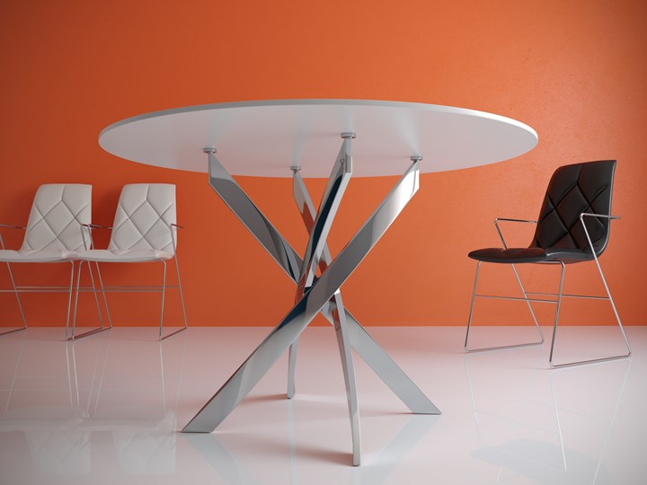 Стол обеденный Kenner R1000 (Хром/Стекло белое глянец) в Шахтах - изображение 1