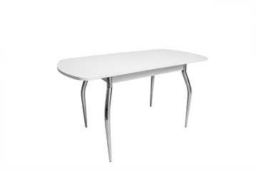 Кухонный стол раскладной ПГ-02СТ белое/белое/хром фигурные в Батайске - предосмотр 1