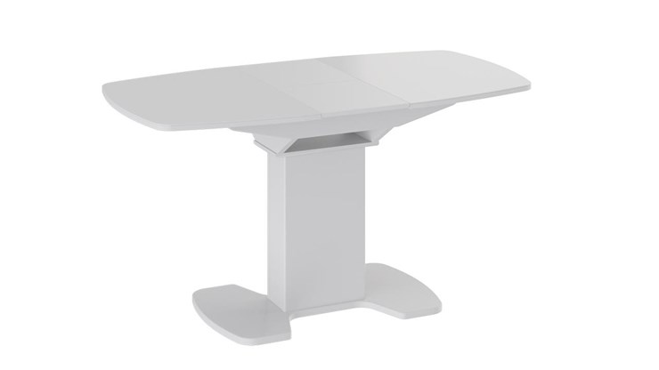 Кухонный стол раскладной Портофино (СМ(ТД)-105.01.11(1)), цвет  Белый глянец/Стекло белое в Батайске - изображение 2