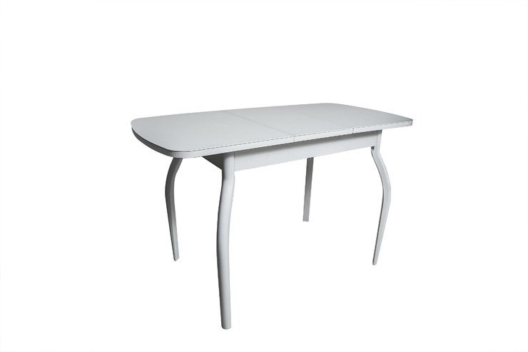 Кухонный стол раздвижной ПГ-01СТ белое/белое/хром фигурные в Шахтах - изображение 1