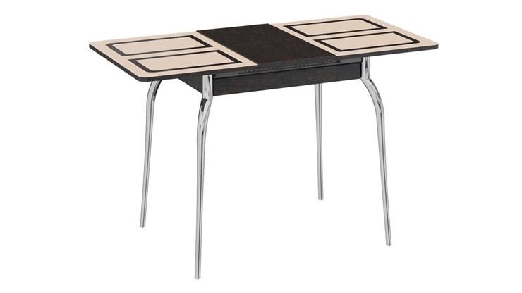 Кухонный стол раздвижной Рим (СМ-218.01.01), цвет Венге, стекло бежевое с рисунком в Шахтах - изображение 1