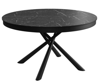 Стол обеденный раздвижной DikLine KR120 мрамор черный Калаката/опоры черные в Шахтах