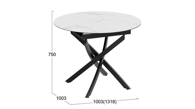 Кухонный раскладной стол Бергамо Тип 1 (Черный муар/Стекло матовое белый мрамор) в Шахтах - изображение 13