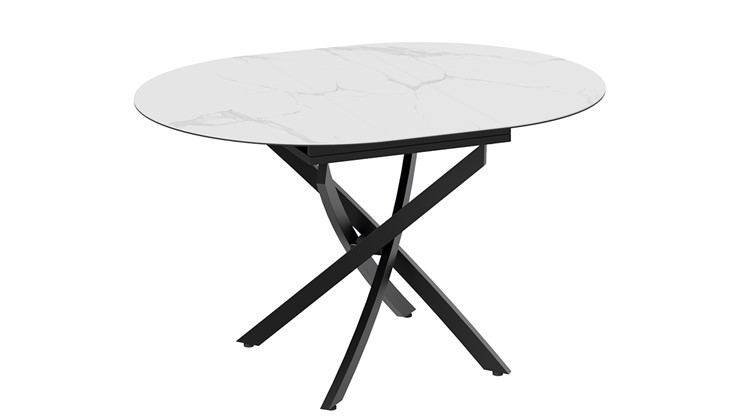 Кухонный раскладной стол Бергамо Тип 1 (Черный муар/Стекло матовое белый мрамор) в Шахтах - изображение 7