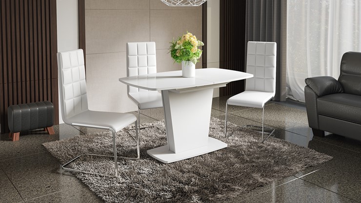 Кухонный раздвижной стол Честер тип 2, цвет Белый/Стекло белый глянец в Таганроге - изображение 2