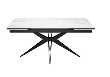 Керамический кухонный стол DikLine KW160 мрамор С41 (керамика белая)/опоры черные в Шахтах