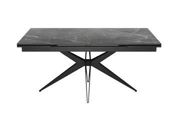 Кухонный стол раздвижной DikLine KW160 мрамор С45 (керамика черная)/опоры черные в Шахтах
