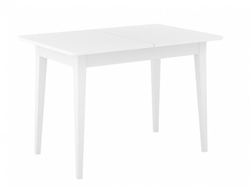 Кухонный стол раздвижной Dikline M110 Белый/стекло белое сатин/ножки MM белые в Шахтах