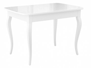 Кухонный стол раскладной Dikline M120 Белый/стекло белое глянец/ножки MC белые в Таганроге