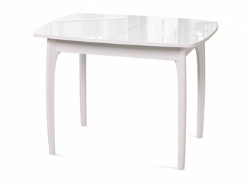 Кухонный стол раскладной Dikline M40 стекло белое/ножки белые в Шахтах - предосмотр