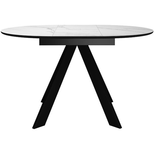 Кухонный раздвижной стол DikLine SKC100 D1000 Керамика Белый мрамор / опоры черные в Таганроге - изображение 1
