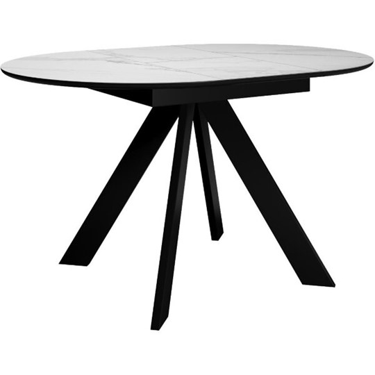 Кухонный раздвижной стол DikLine SKC100 D1000 Керамика Белый мрамор / опоры черные в Таганроге - изображение 2