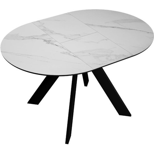 Кухонный раздвижной стол DikLine SKC100 D1000 Керамика Белый мрамор / опоры черные в Таганроге - изображение 3