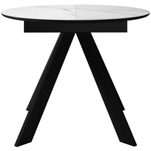 Кухонный раздвижной стол DikLine SKC100 D1000 Керамика Белый мрамор / опоры черные в Таганроге - предосмотр