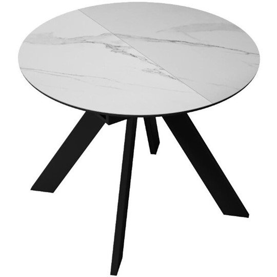 Кухонный раздвижной стол DikLine SKC100 D1000 Керамика Белый мрамор / опоры черные в Таганроге - изображение 4