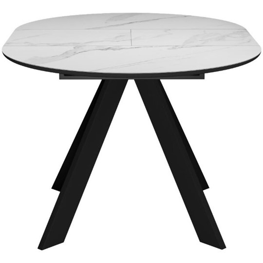 Кухонный раздвижной стол DikLine SKC100 D1000 Керамика Белый мрамор / опоры черные в Таганроге - изображение 5