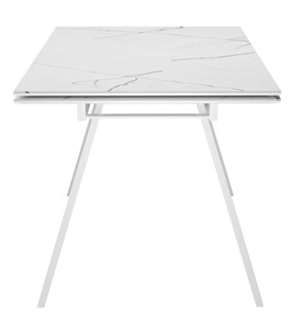 Кухонный раскладной стол DikLine SKM140 Керамика Белый мрамор/подстолье белое/опоры белые (2 уп.) в Батайске - предосмотр 3