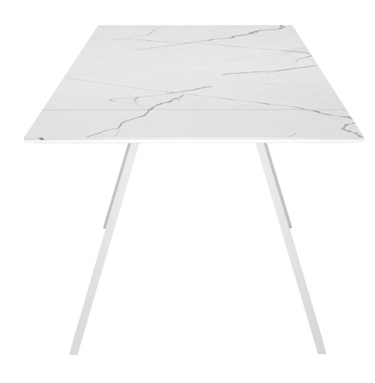 Кухонный раскладной стол DikLine SKM140 Керамика Белый мрамор/подстолье белое/опоры белые (2 уп.) в Батайске - изображение 4